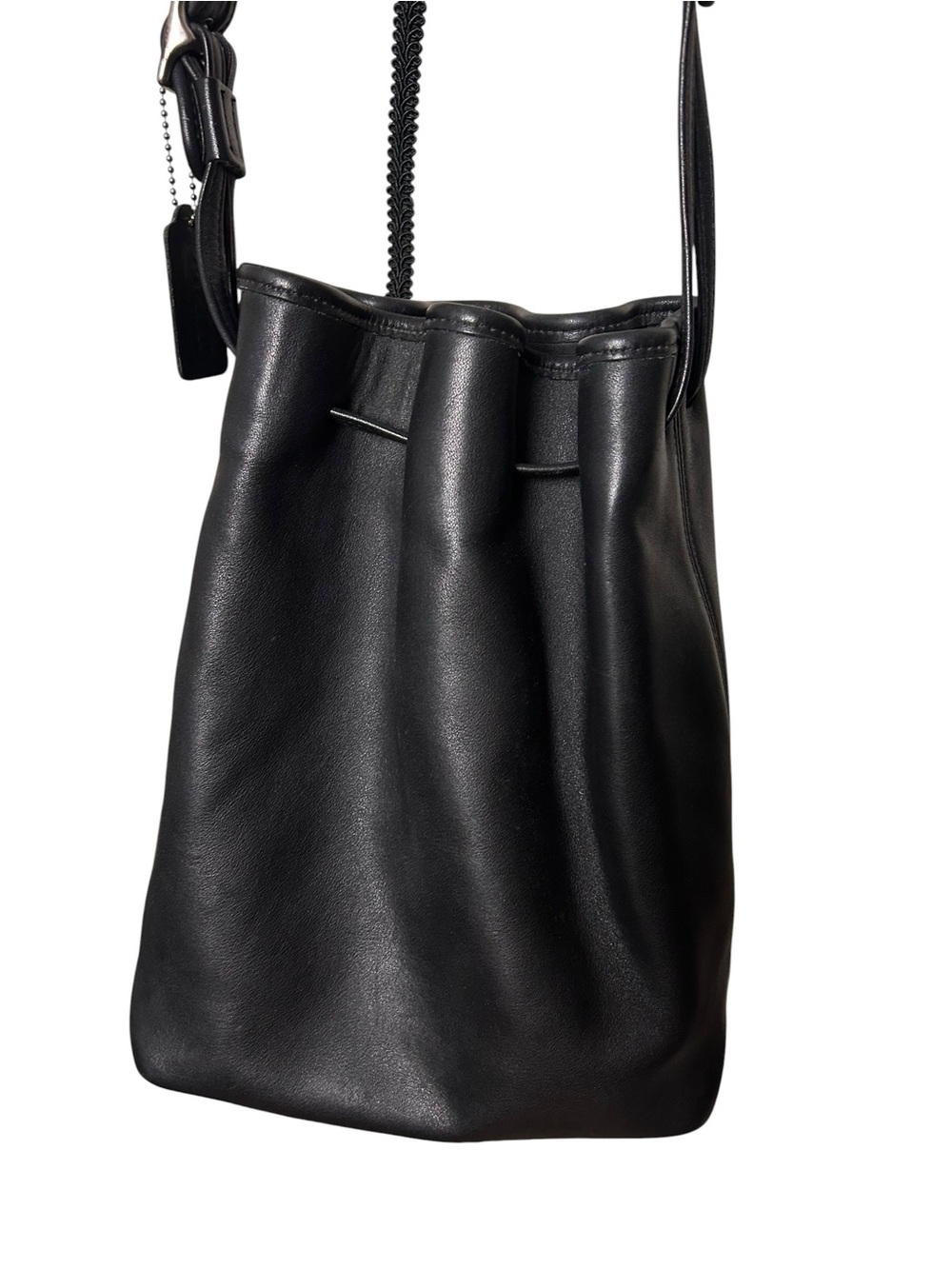 Vintage Coach 9085 Black Glove-Tanned Leather Duffle Sac Bucket Bag Costa Rica - Picture 2 of 14
